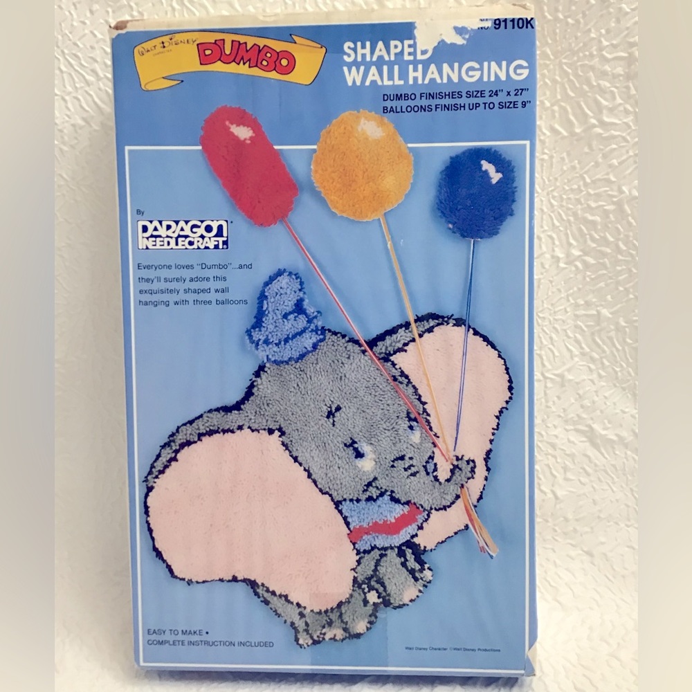 Vintage PARAGON Needlecraft  Walt Disney Dumbo Wall Hanging  Kit #9110K